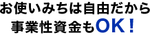 お使いみちは自由だから事業性資金もOK！