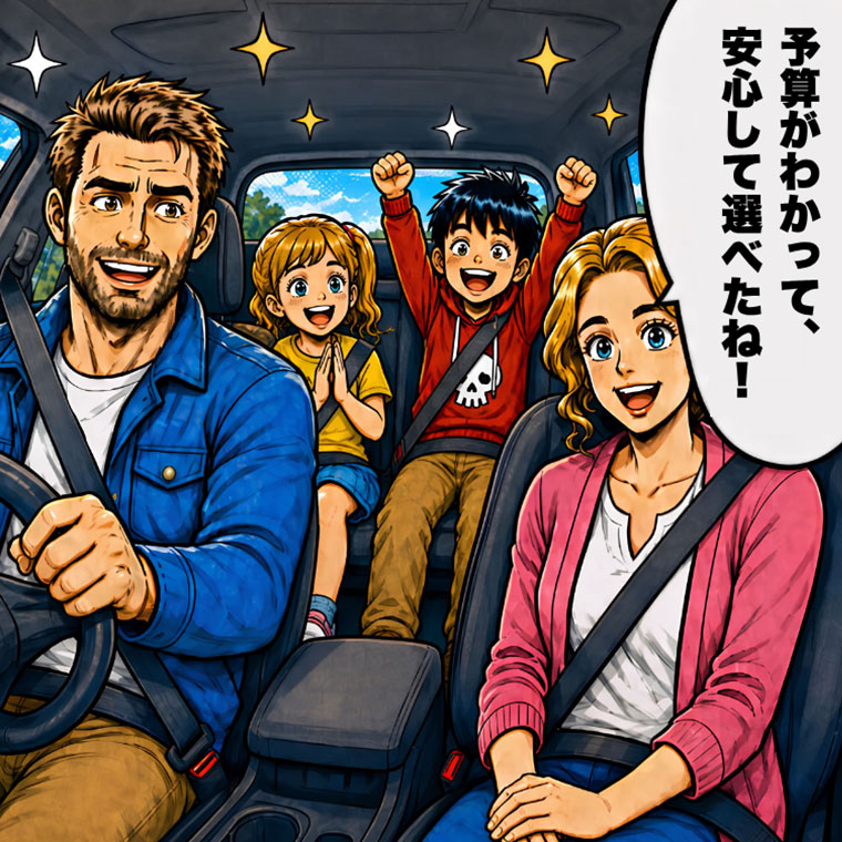 安心して車を選びドライブを楽しむ家族